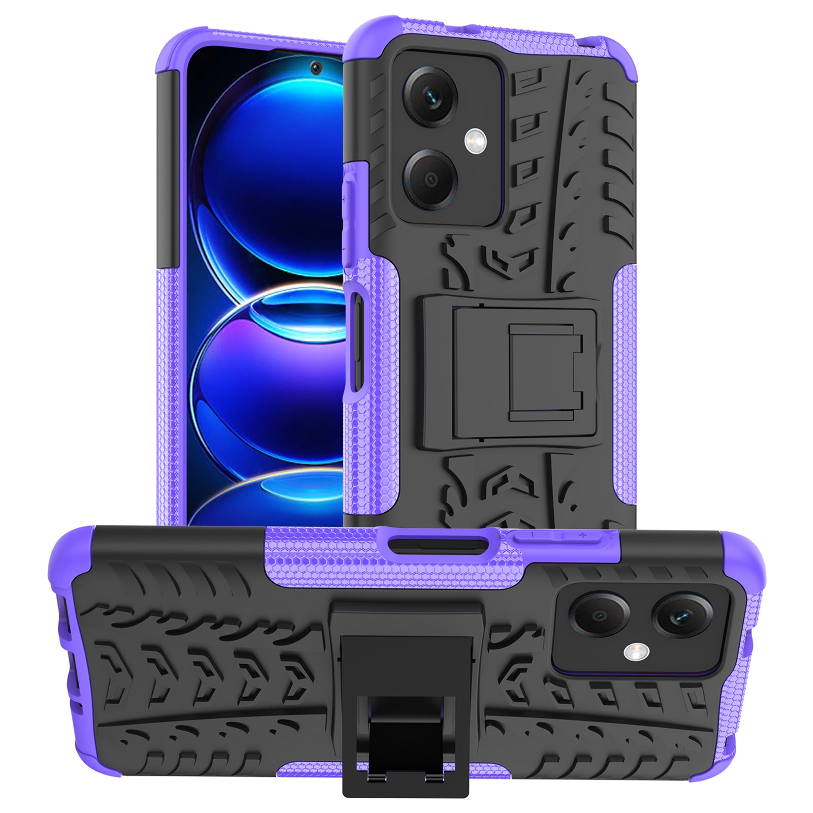 For Xiaomi Redmi Note 12 5G (Global) (India) (China) Poco X5 5G Collision Resistant Tyre Pattern Kickstand Case PC TPU Rugged Hybrid Phone Cover For Xiaomi Redmi Note 12 5G (Global) (India) (China) Poco X5 5G Collision Resistant Tyre Pattern Kickstand Case PC TPU Rugged Hybrid Phone Cover